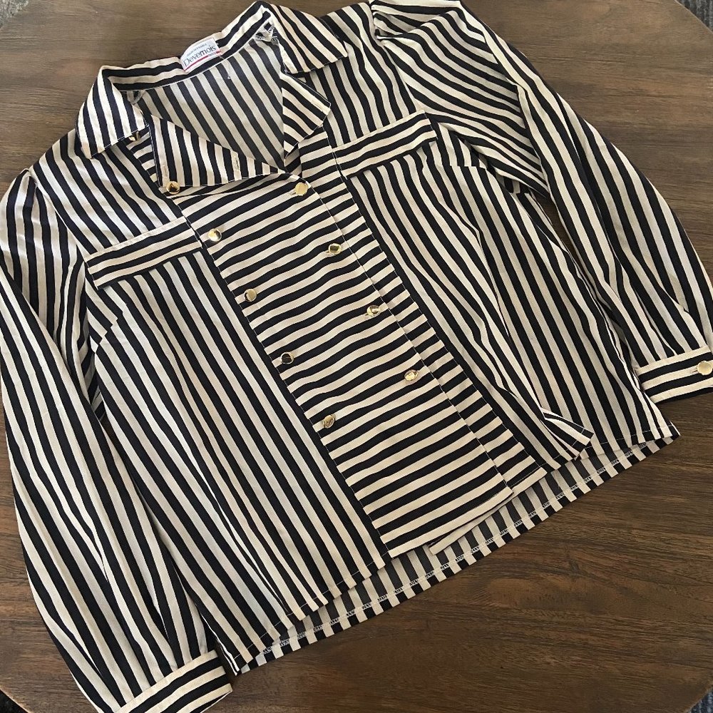 French Vintage Devernois Striped Blouse